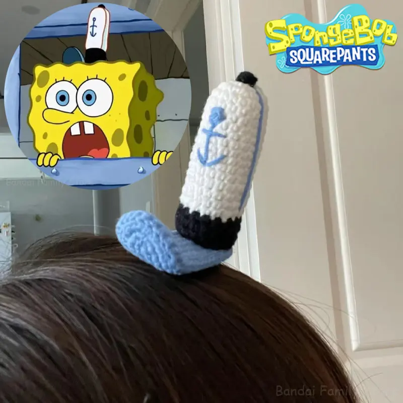 

SpongeBob Hair Clips Krusty Krab Staff Hat Knitted Hair Accessories Anime Cosplay Cartoon Girl Headdress Headwear Jewelry Gifts