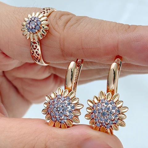 Комплект украшений Kinel Розовое золото 585 Фиолетовый циркон