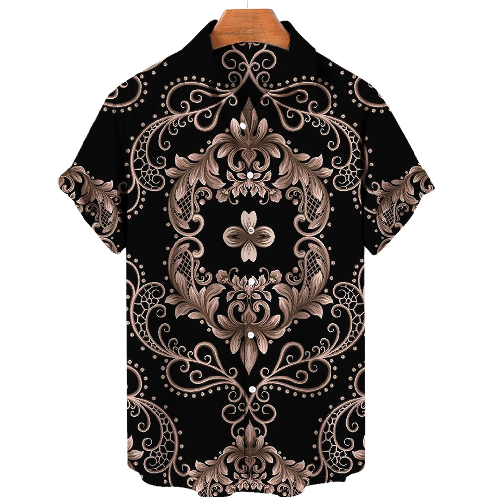 Unisex 5xl Breathable Men's Hawaiian Shirts Baroque French T Shirt 3d Print Fashion High Street Loose Top Men's Shirt Streetwear