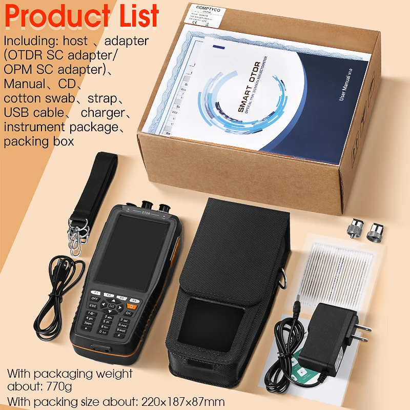 AUA28A/28U Multifunctional OTDR 1550nm Touch Screen Optical Time Domain Reflectometer Fiber Optic Tester With VFL(10mW)/OPM/OLS