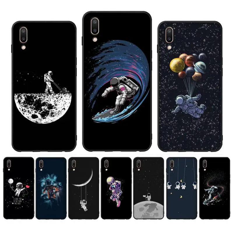 

Moon Astronaut Phone Case for Vivo Y91C Y11 17 19 17 67 81 Oppo A9 2020 Realme c3