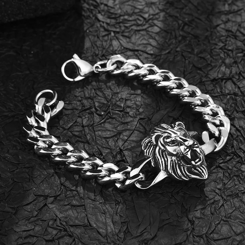 Lion Stainless Steel Bracelet Punk Rock Creative Men's Bracelet Student Jewelry Men's Accessories Gift for Boyfriend