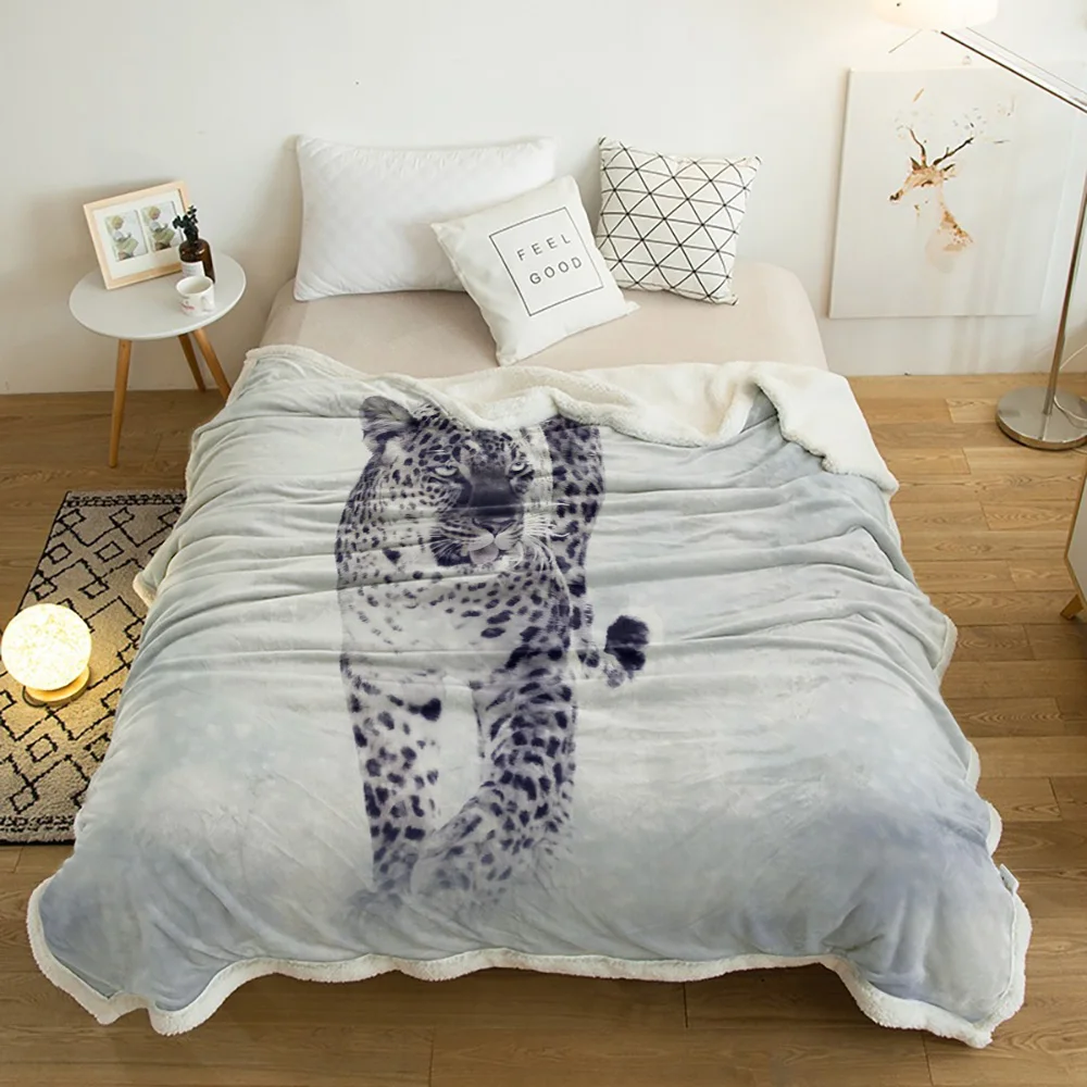 

Leopard Animal Snowflake Winter Plush Throw Blanket Sherpa Fleece Bedspread Blankets Sofa Cover Bedding Picnic Wool Soft Blanket
