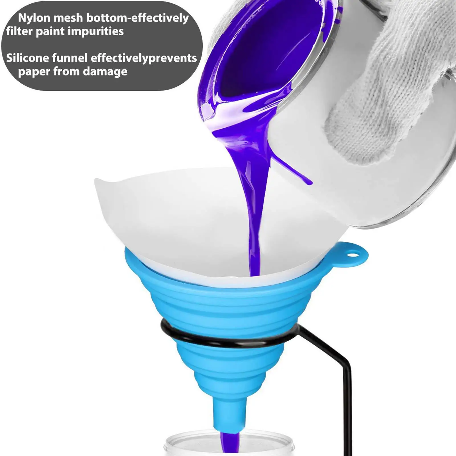 

200Pcs Paint Strainers and 1x Silicone Funnel with Hooks for Automotive