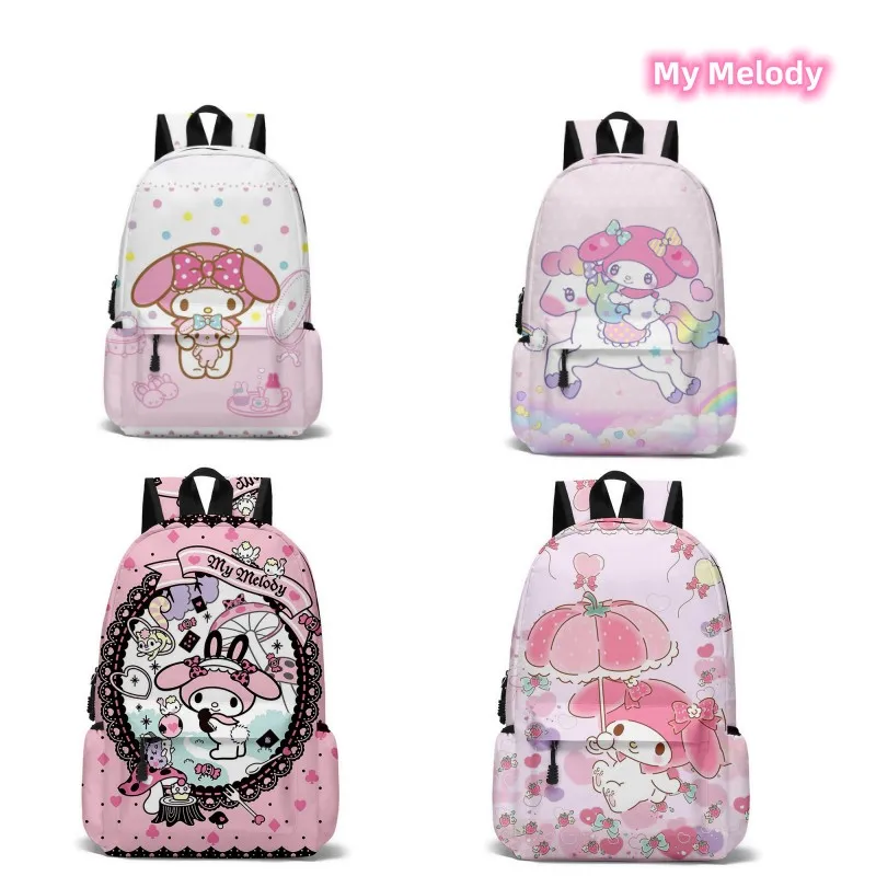

Плюшевый Рюкзак Kawaii My Melody в стиле аниме, мультяшный милый школьный рюкзак Sanrio, сумка для хранения, сумка на плечо, женский подарок