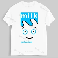 Mens luxury cotton T shirt Limited Blur Milk Coffee And Tv Vinyl Poster White T-Shirt Men T-Shirt Top Loose tops for him