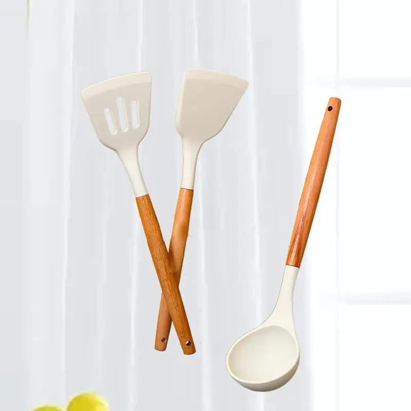 

Premium Milky White Silicone Spatula Set with Wooden Handle - Essential Cooking Utensils for Every Kitchen