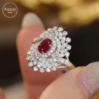 aazuo 100 18k pure solid white gold natrual ruby real diamonds h luxury ring gifted for woman wedding day deluxe banquet party