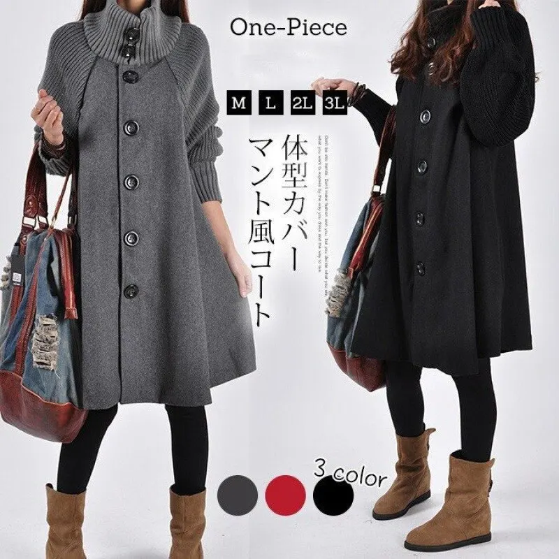 

Женское шерстяное пальто средней длины, свободное шерстяное пальто-плащ в Корейском стиле, ветровка, Осень-зима 2023