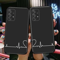 electrocardiogram with love couple ecg phone case hull for samsung galaxy a70 a50 a51 a71 a52 a40 a30 a31 a90 a20e 5g a20s black