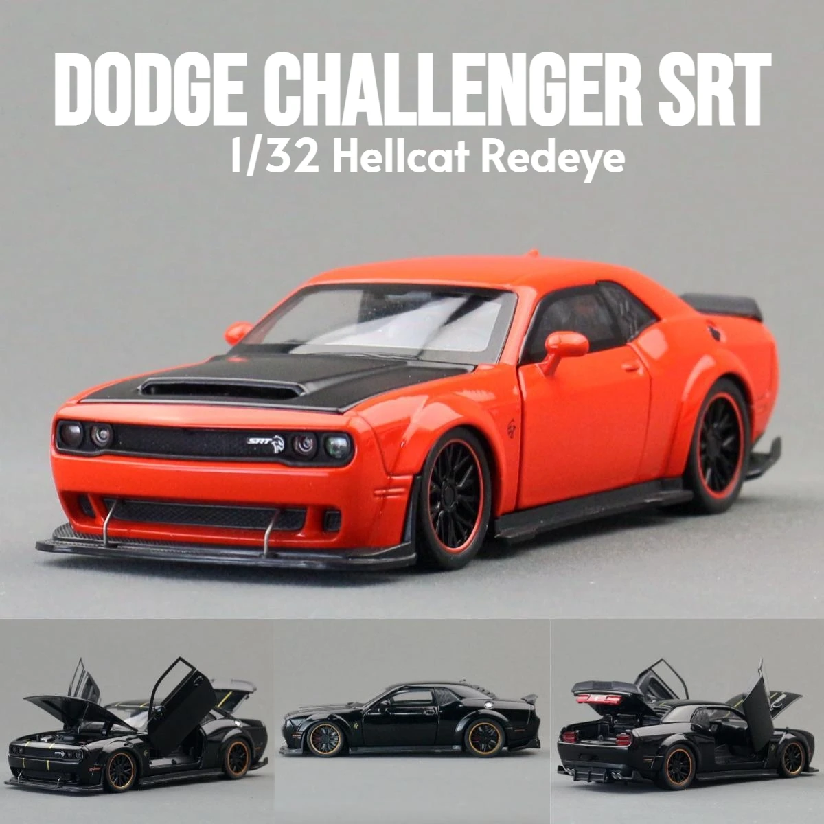 Фото 1/32 Dodge Challenger SRT Hellcat Redeye игрушечный автомобиль супер спортивная модель литья под давлением автомобиля миниатюрная коллекция звуков и света подарок для ребенка №1