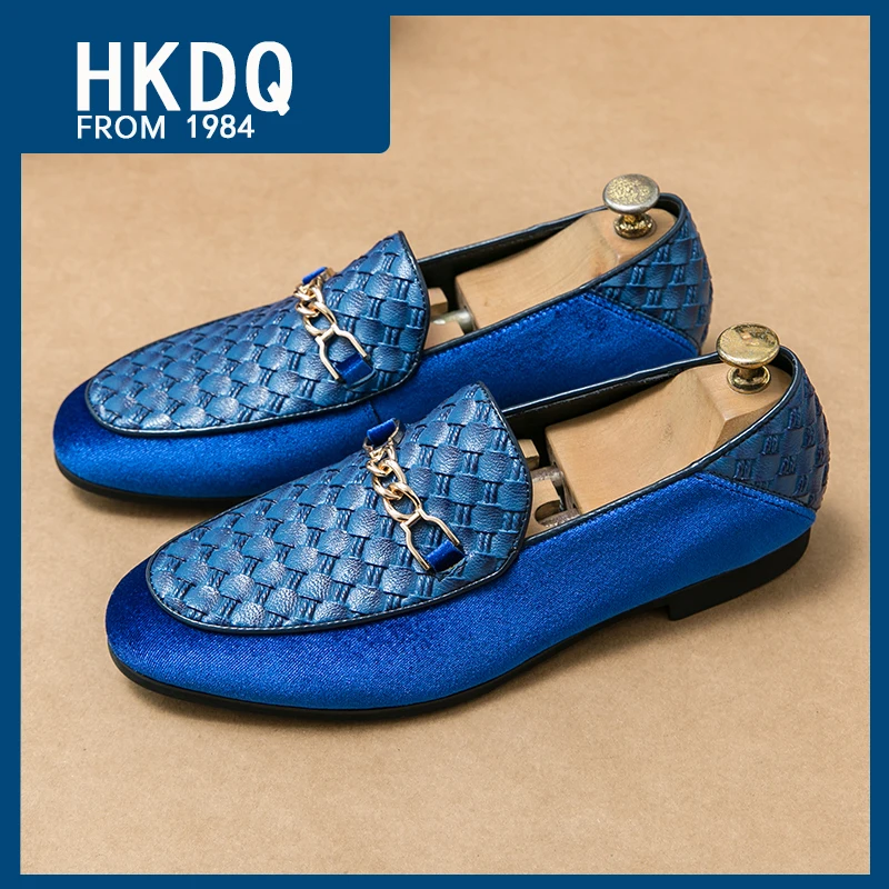 

HKDQ Summer Weave Breathable Men's Loafers Fashion Non-slip Driving Shoes For Men Comfort Slip-on Mens Casual Shoes Big Size 48