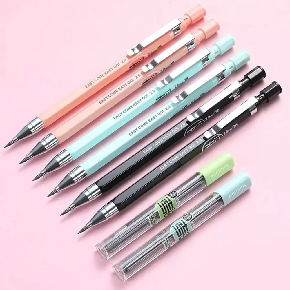 

2.0mm Candy Color Mechanical Pencil Drawing Writing 2B Propelling Pencils for Kids Girl Gift School Supplies Students Stationery