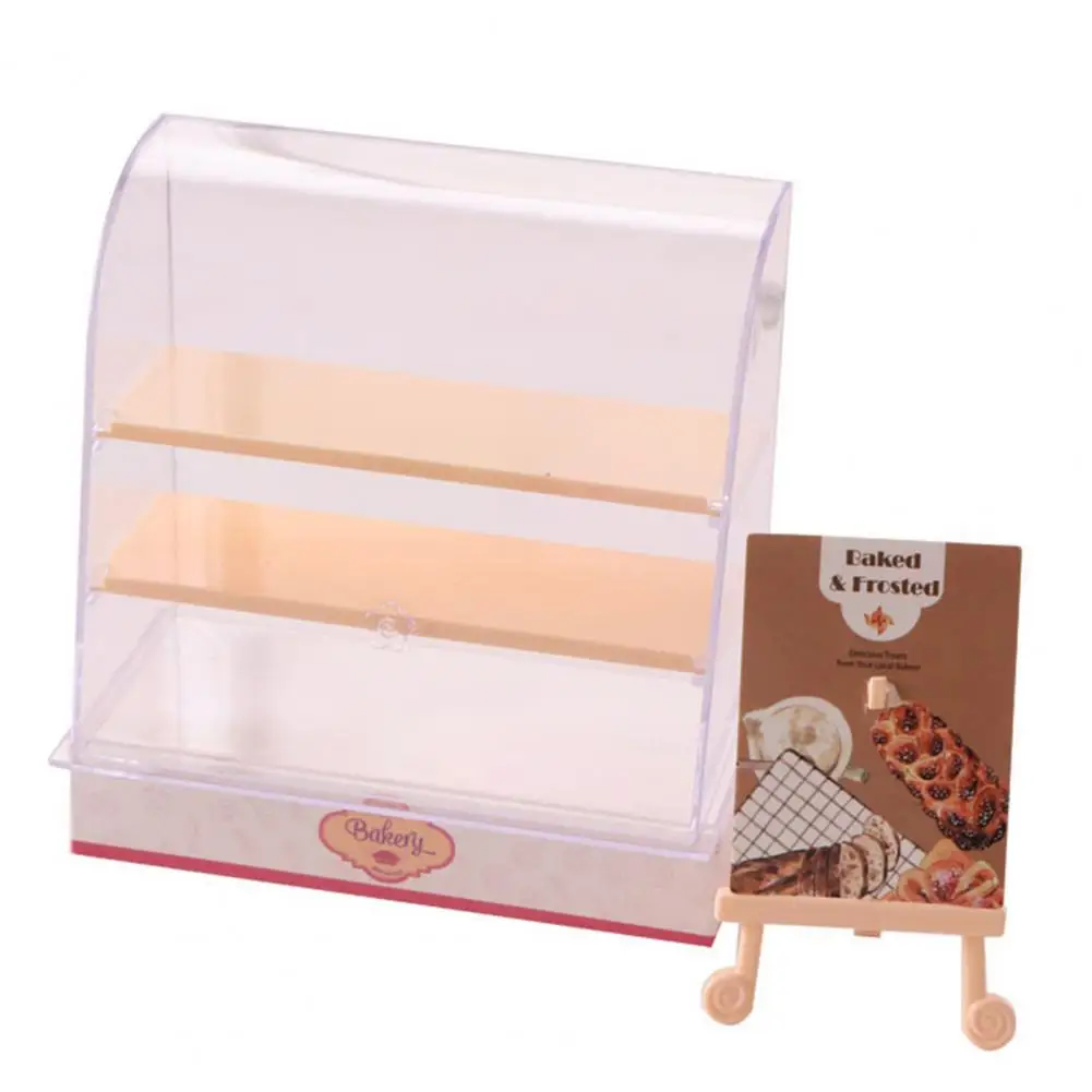 

Helpful Doll House Cake Counter Transparent Cover Portable Dollhouse Showcase Bakery Cabinet Model 1 Set