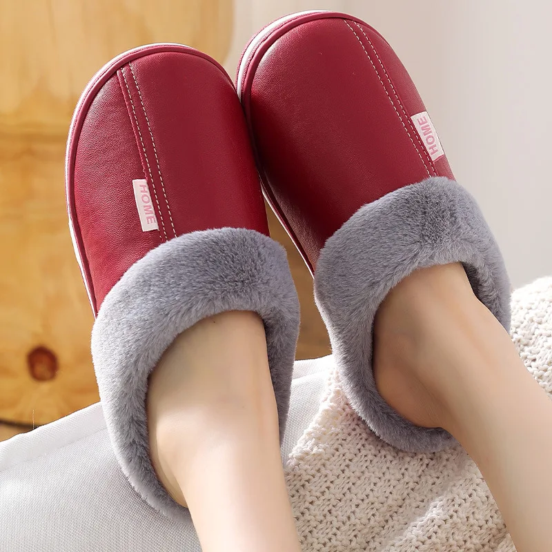 

Women Men Home Slippers Waterproof Winter Warm Slipper Couples New Fashion Furry Shoes Indoor Casual Non Slip Plush Slides