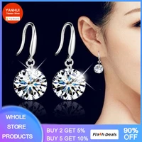top sale cubic zircon drop earings real 925 silver needle earrings allergy free jewelry wedding earrings accessories e224