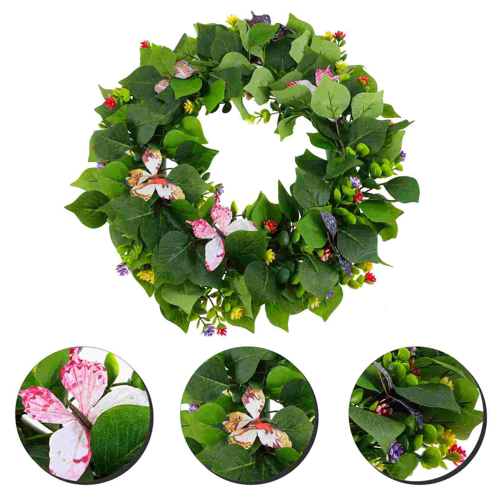 

Wreath Door Garland Front Wreathsdecor Spring Artificial Farmhouse Decoration Welcome Outdoor Porch Wall Willow Leaf Lambs Ear