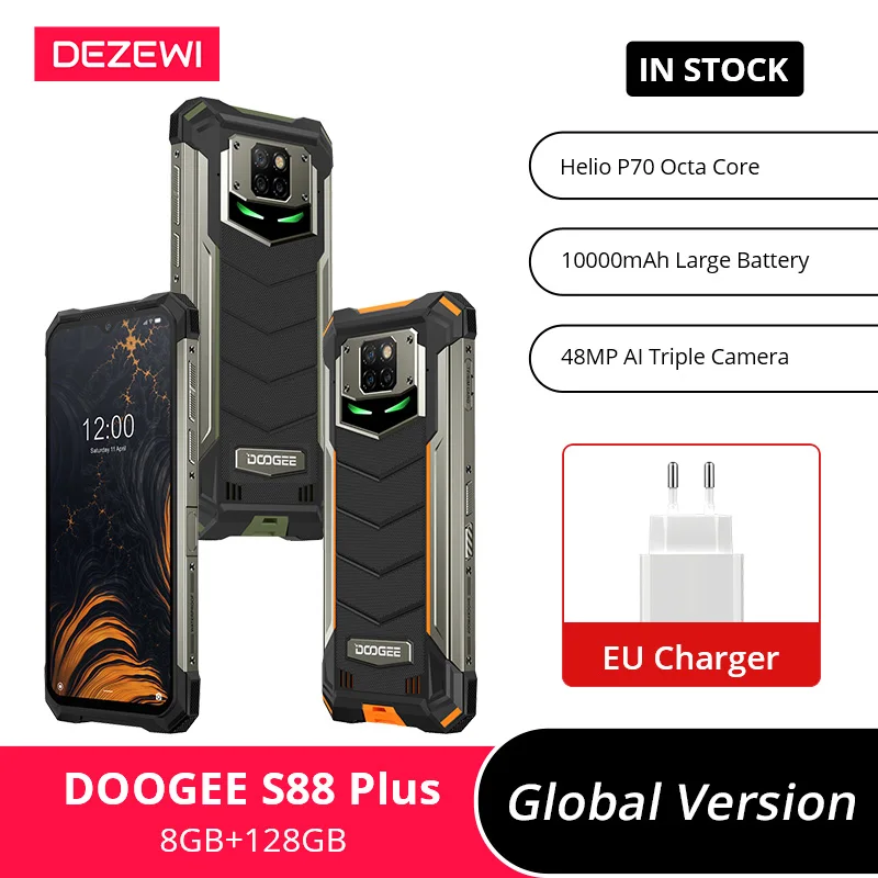 Global Version DOOGEE S88 Plus Helio P70 Octa Core 10000mAh Massive Battery 48MP Triple Camera 8GB 128GB ROM 6.3