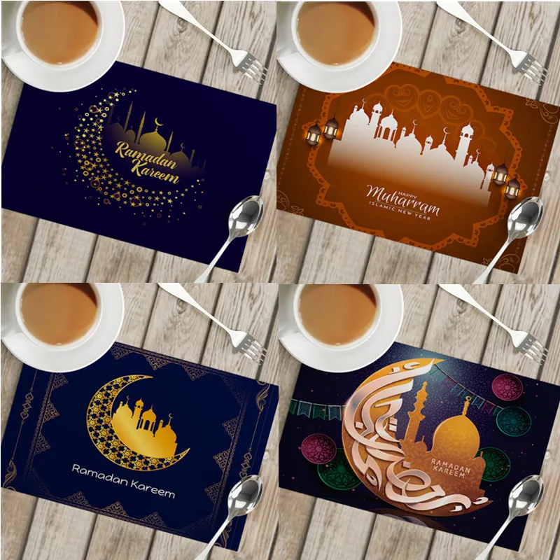 

32x42 см Рамадан Декор настольная дорожка ИД Мубарак Декор для дома Настольный коврик Рамадан кареем Исламская мусульманская Вечеринка Ид Ал...