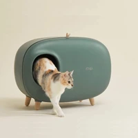 cat litter box for easier handling semi closed design prevent sand leakage easy to clean pets bedpan fresh step tray cat toilet