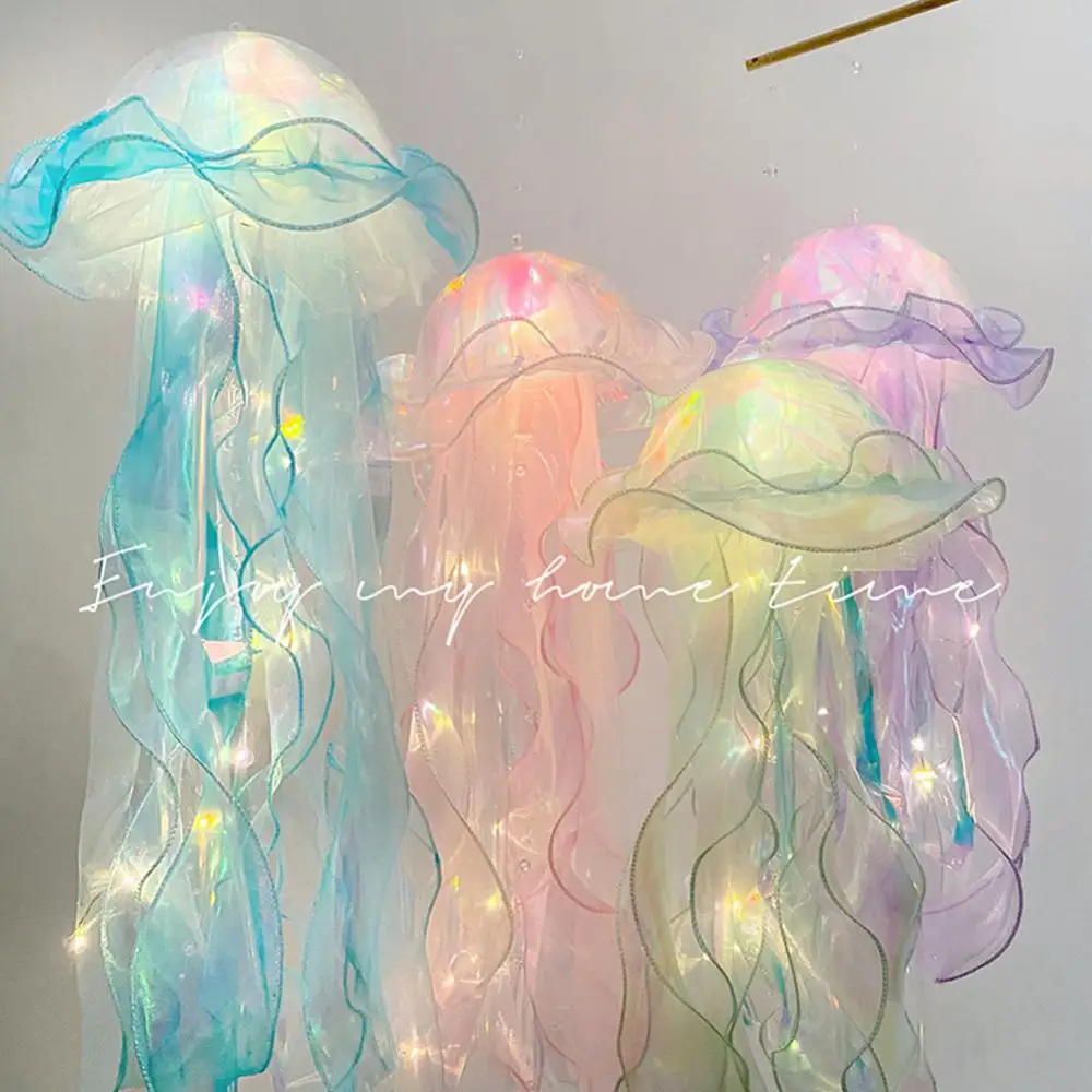 

New Multicolor Jellyfish Lamp Lantern Mermaid Atmosphere Lamp Under the Sea Bedroom DIY Night Lamp Birthday Party Decoration