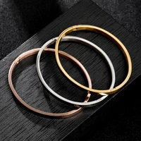 fashion stainless steel c shape open men bracelets 4mm adjustable cuff bangle bracelet for women couple lover jewelry gifts new