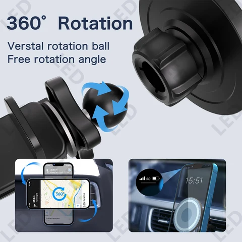 Автомобильное крепление Magsafe, магнитный автомобильный держатель для телефона с зажимом 360° °   Крепление для сотового тел...