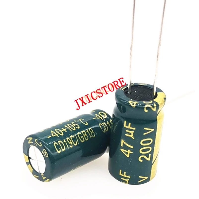 

10 шт./лот 200 в 47 мкФ 10*20 20% Радиальный алюминиевый электролитический конденсатор 47000нф 20%