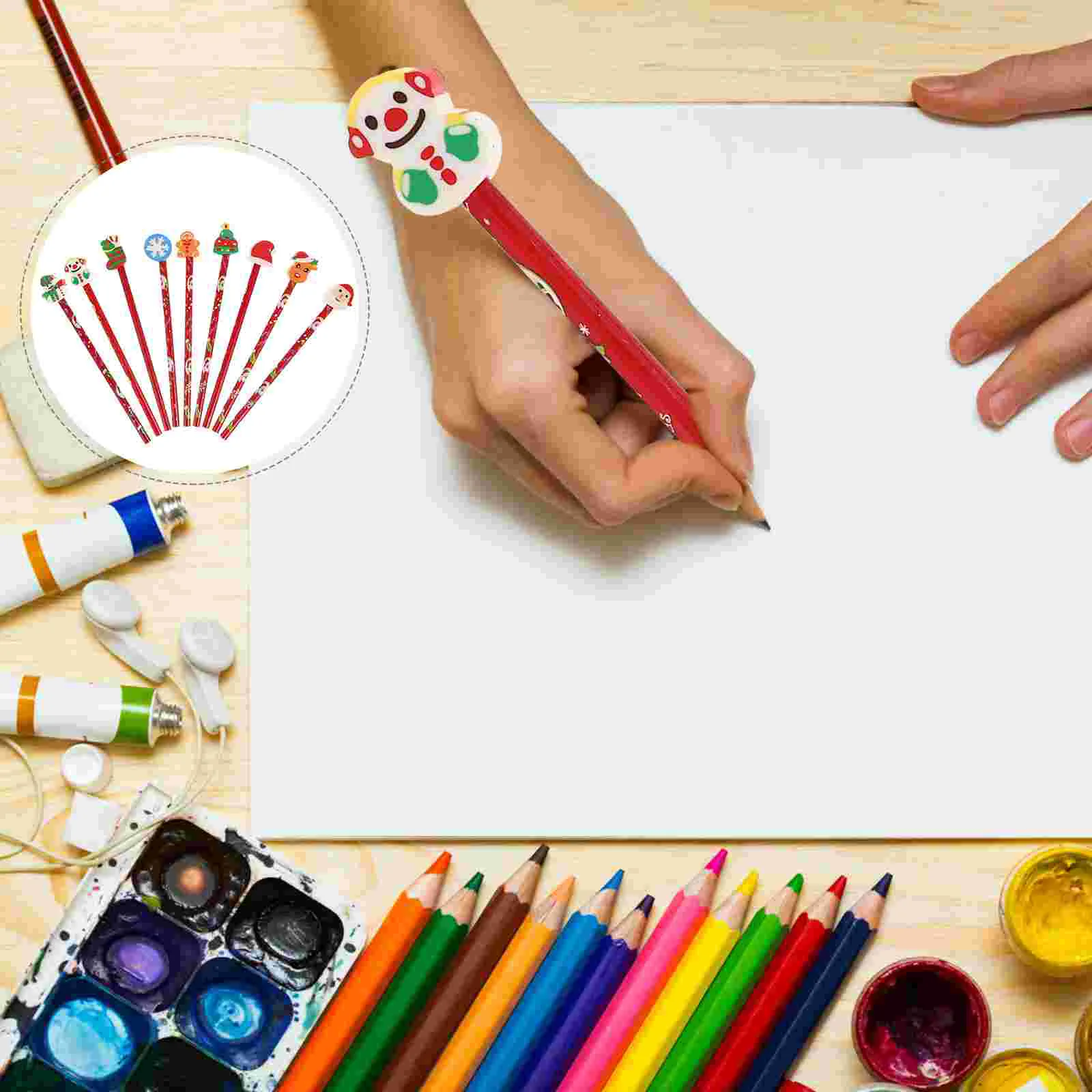 

Рождественские детские игрушки, праздничные разноцветные картинки для детского сада, школьные переносные подарочные ручки для вечерние, м...