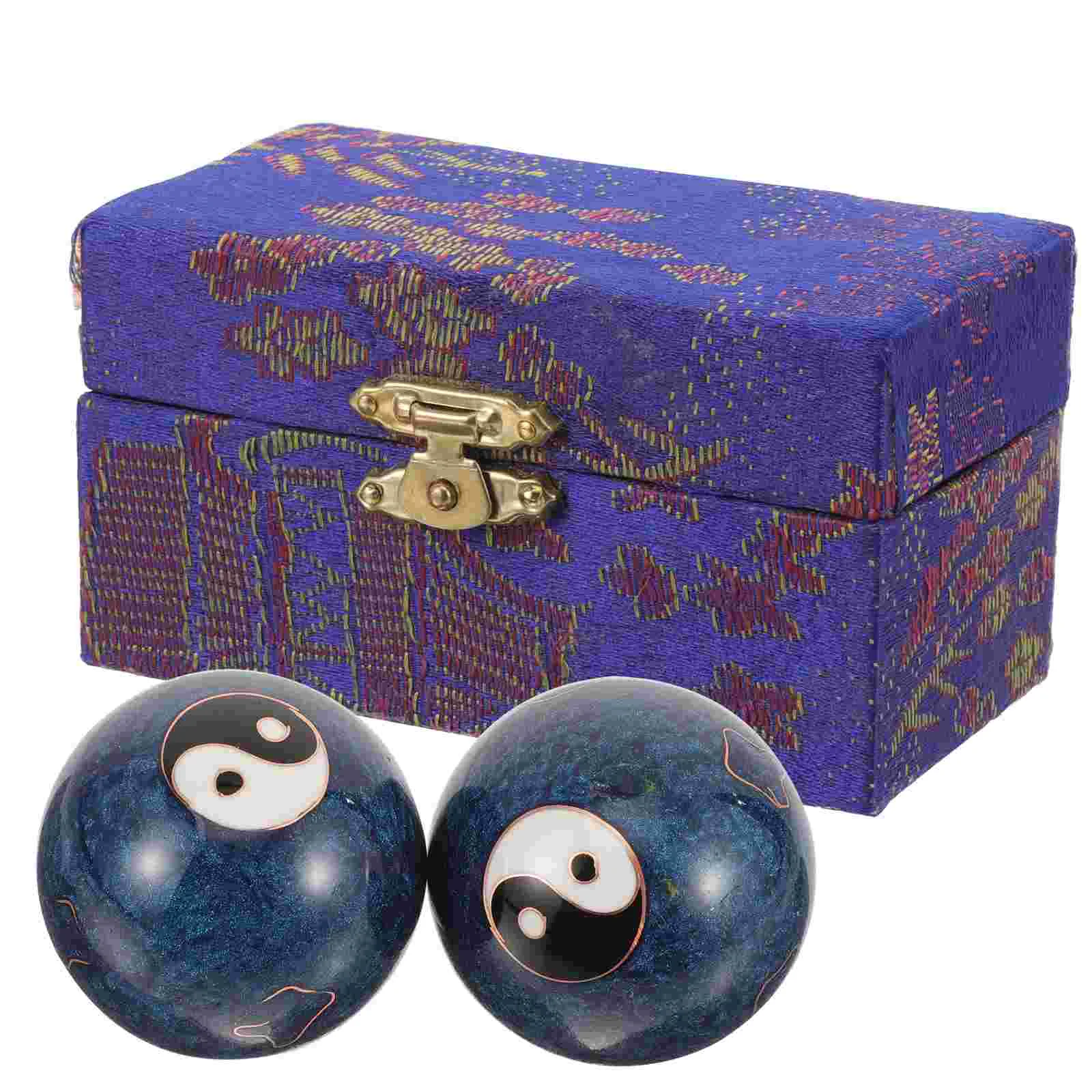 

1 Set of Hand Massage Balls Metal Hand Rolling Balls Hand Exercise Metal Balls Practical Massage Balls with Box