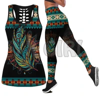feather native 3d printed tank toplegging combo outfit yoga fitness legging women