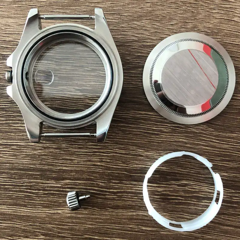 40mm Stainless Steel Sapphire Glass Watch Case Blue Luminous Dial With Hands Ceramic Bezel Ring Fit For RLX 2836 8215 Movement