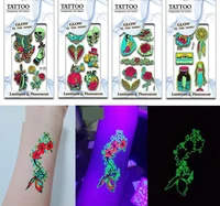 cartoon fluorescent luminous tattoo sticker temporary personalized luminous tattoo sticker tattoo adult foot hand tattoo sticker