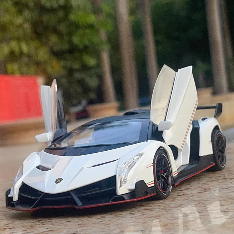 1:24 Lamborghinis Veneno Supercar литой игрушечный автомобиль модель автомобиля со звуком и интерьером детская игрушка коллекционные предметы подарок на день рождения
