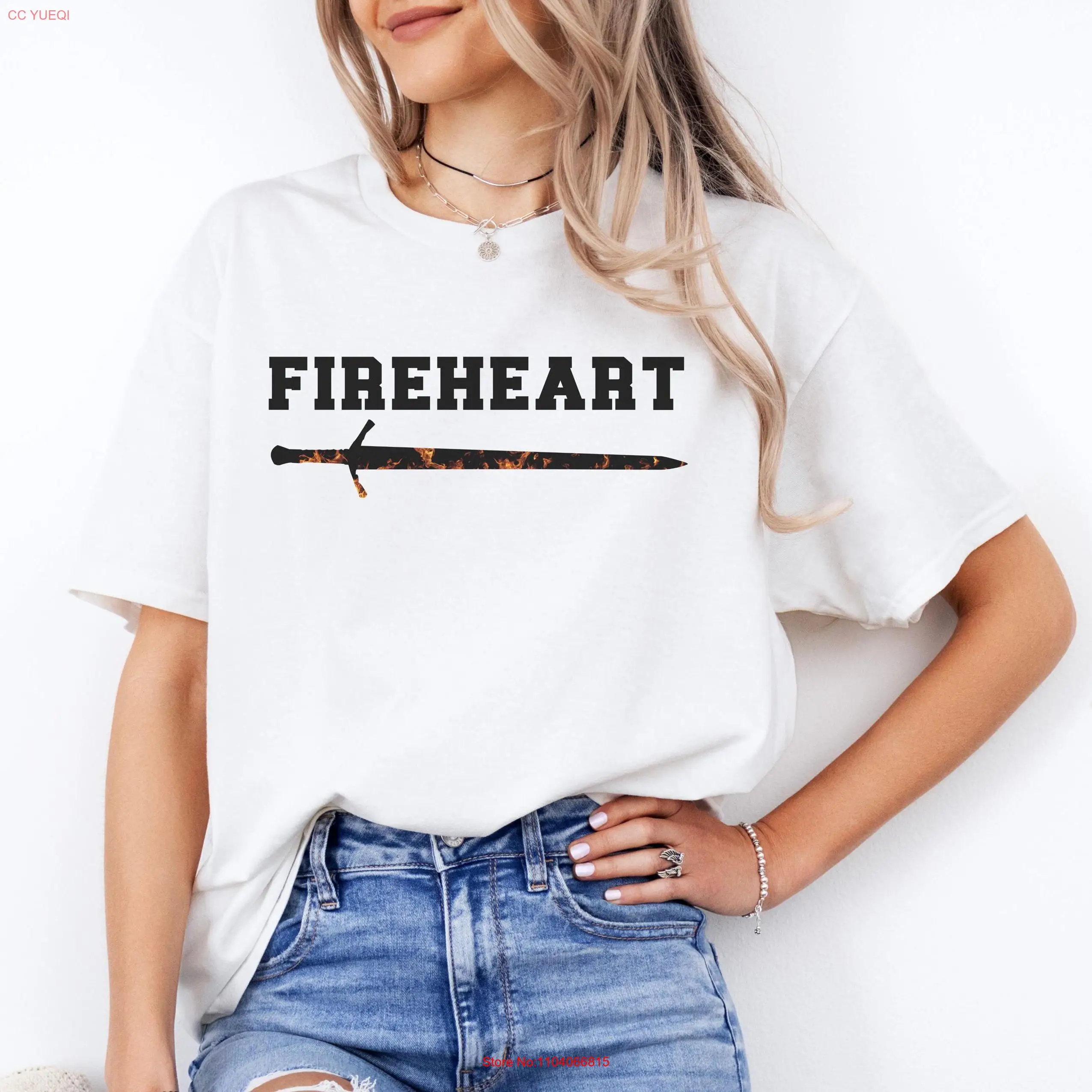 Футболка Fireheart Aelin Bookish Fire Sword Booktok Book Lovers Retro Reader Bookworm Топ с длинными или короткими