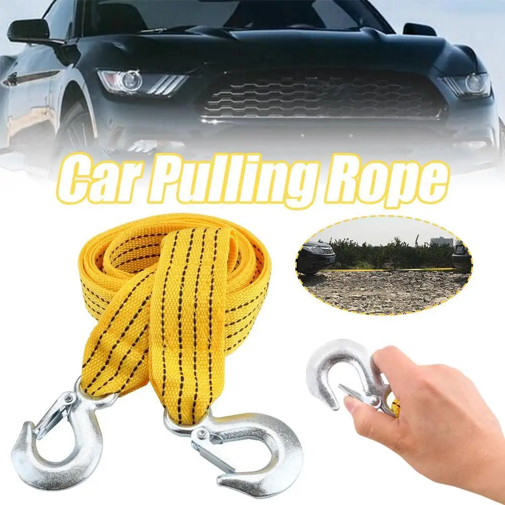 

300cm 4Tons Auto Towing Rope For Car Truck Trailer SUV With Alloy Steel Hooks Vehicle Emergency Tow Strap Fluorescence Nylon