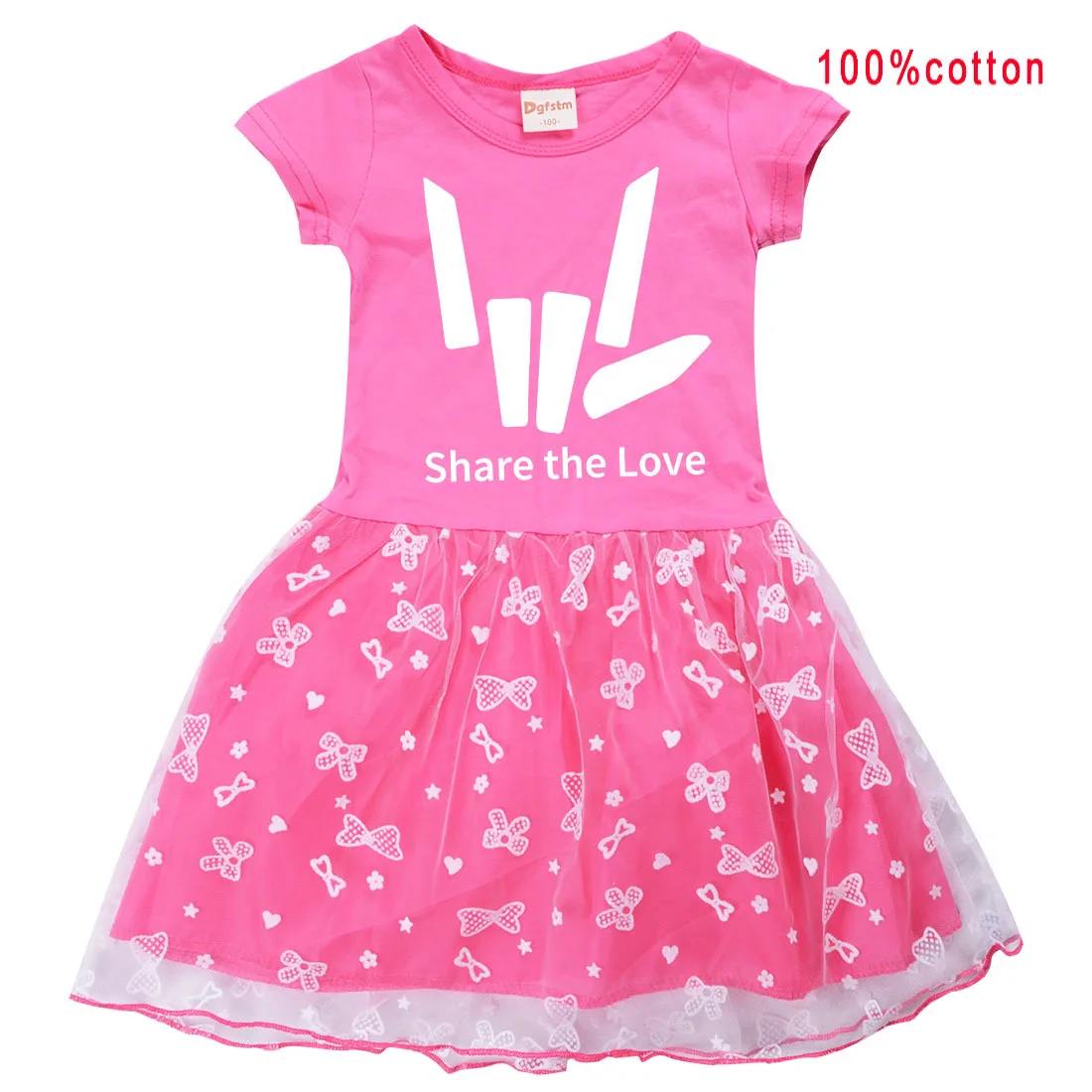 

Платье для девочек-подростков, повседневные Хлопковые Платья с надписью «Share The Love», элегантная летняя Праздничная детская одежда до колена ...