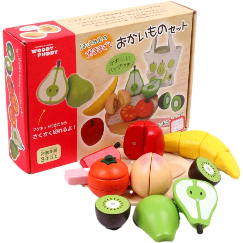 

Simulation Magnetic Vegetable And Fruit Set Children's Wooden Play House Can Be Cut Magic Sticker Simulation Kitchen Toys