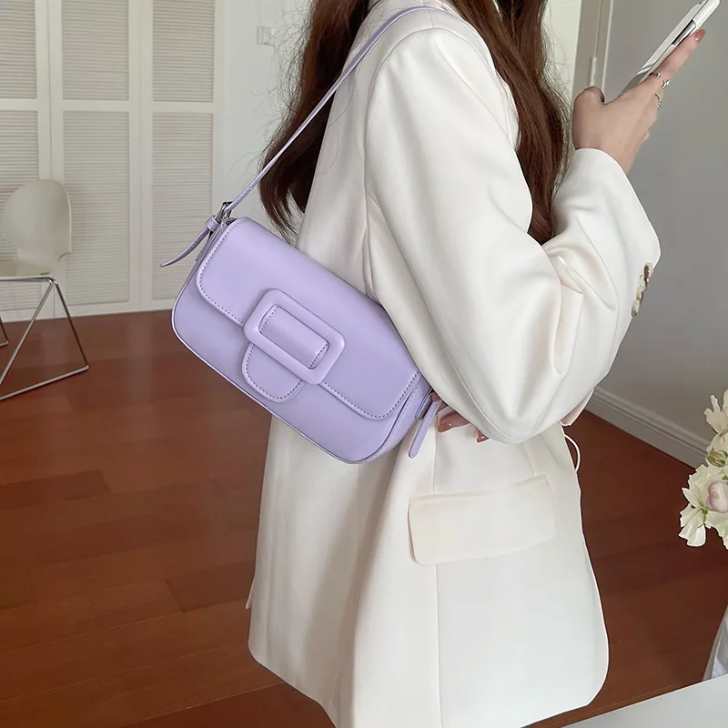 

Satchels Bag for Women Leather Vintage Single Shoulder Underarm Bag Handbag for Women Luxury Design Ladies Solid Armpit Shoulder