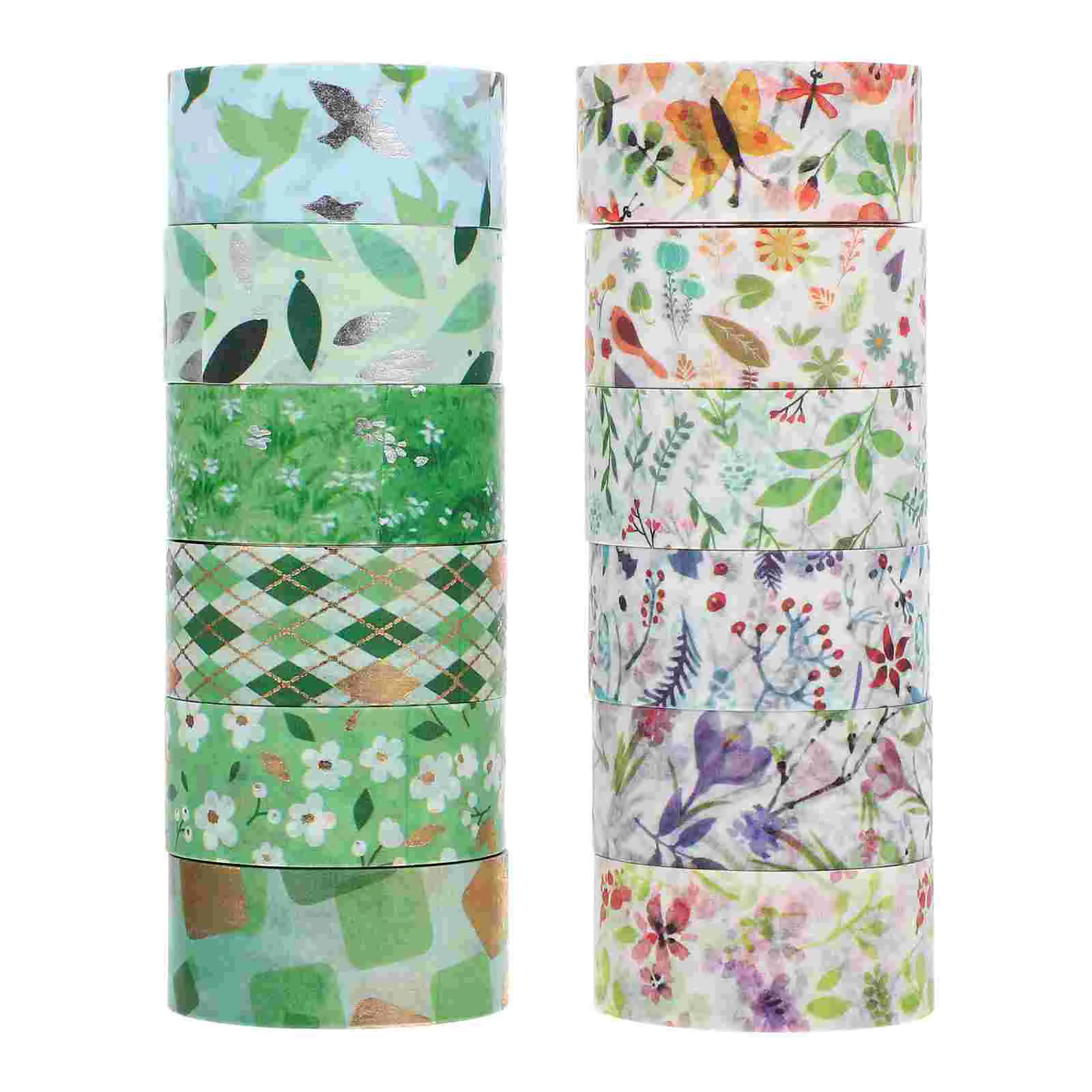 

12 Rolls of Decorative Washi Tapes Adhesive Tapes Washi DIY Planner Scrapbook Tapes