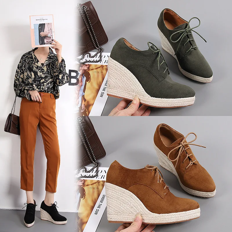 

Pointed Toe Women's Shoes Platform Autumn Modis Low Heels Clogs Winter Fall 2023 New Round Pumps Flock Microfiber High Solid Fas