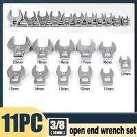 11pc 38 inch drive crowfoot wrench set 10 22mm metric chrome plated crow foot open end wrench keys set