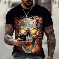 gothic horror t shirt for men combo male fashion flame skull rock t shirt man oversize round neck oversized 6xl men clothing top