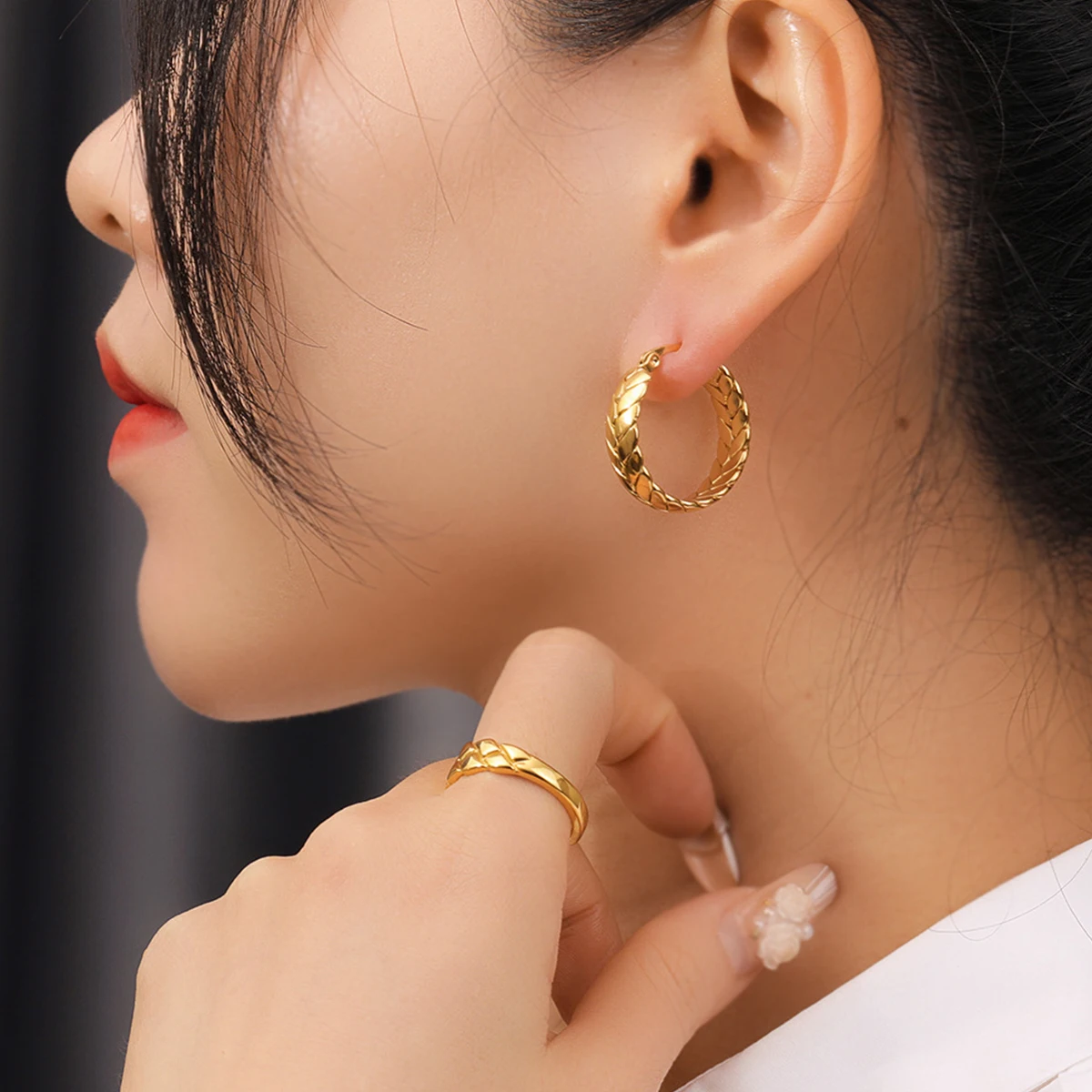 Винтажные плетеные цепи из нержавеющей стали круглые серьги-кольца креативные