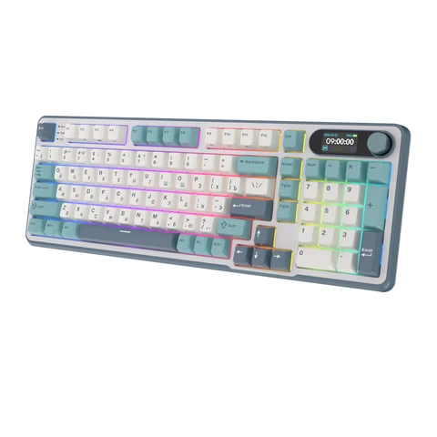 RK Royal Kludge S98 Clavier mécanique supérieur supérieur Écran TFT 98 touches RVB BT5.0 / 2.4G / USB-C Gamer sans fil Clavier Hot Swappable