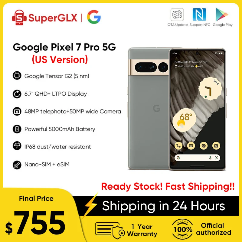 Original New Google Pixel 7 Pro 7Pro 5G Smartphone 6.7