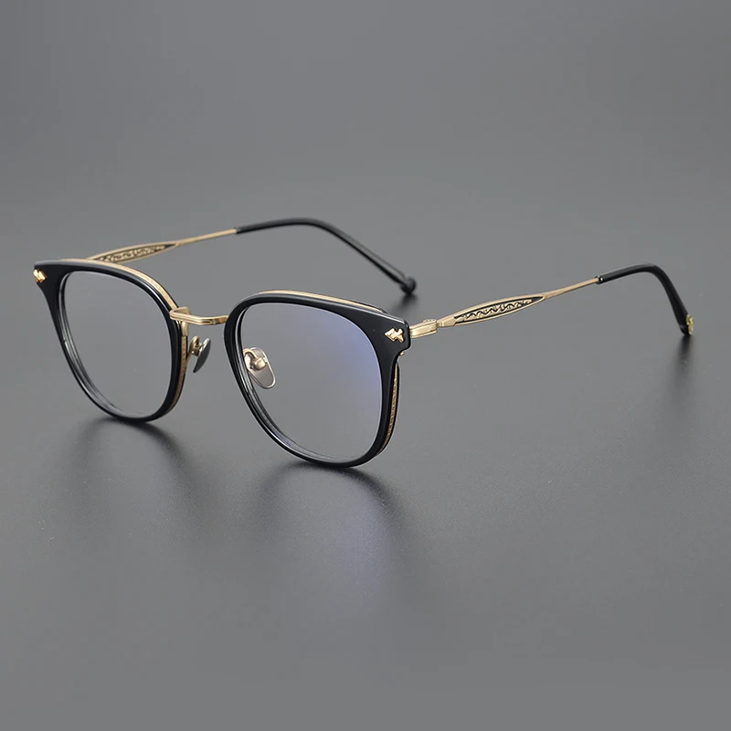 

Японские необычные дизайнерские очки из чистого титана, мужские и женские оптические медицинские квадратные медные стильные очки по рецепту