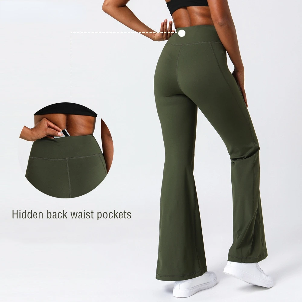 

Women Flare Leggings Yoga Pants High Waist Bootleg Workout Leggings Gym Stretch Tummy Control Workout Fashion Sport Pants Female