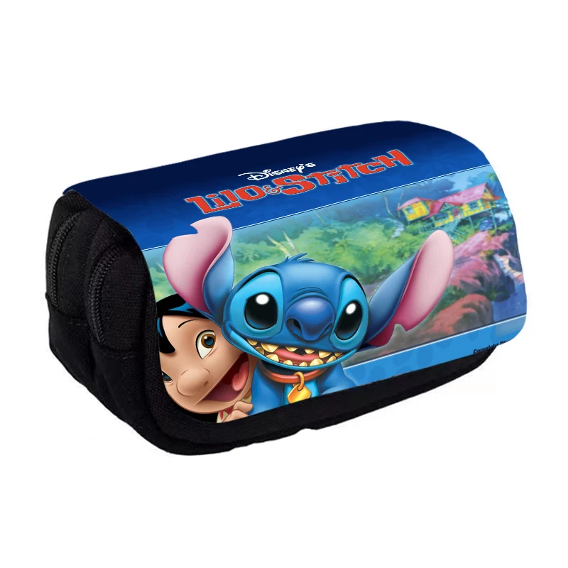 

Disney Lilo & Stitch Theme Styles Pencil Bag Nylon pencil case children black to school supplies High Quality stationery set