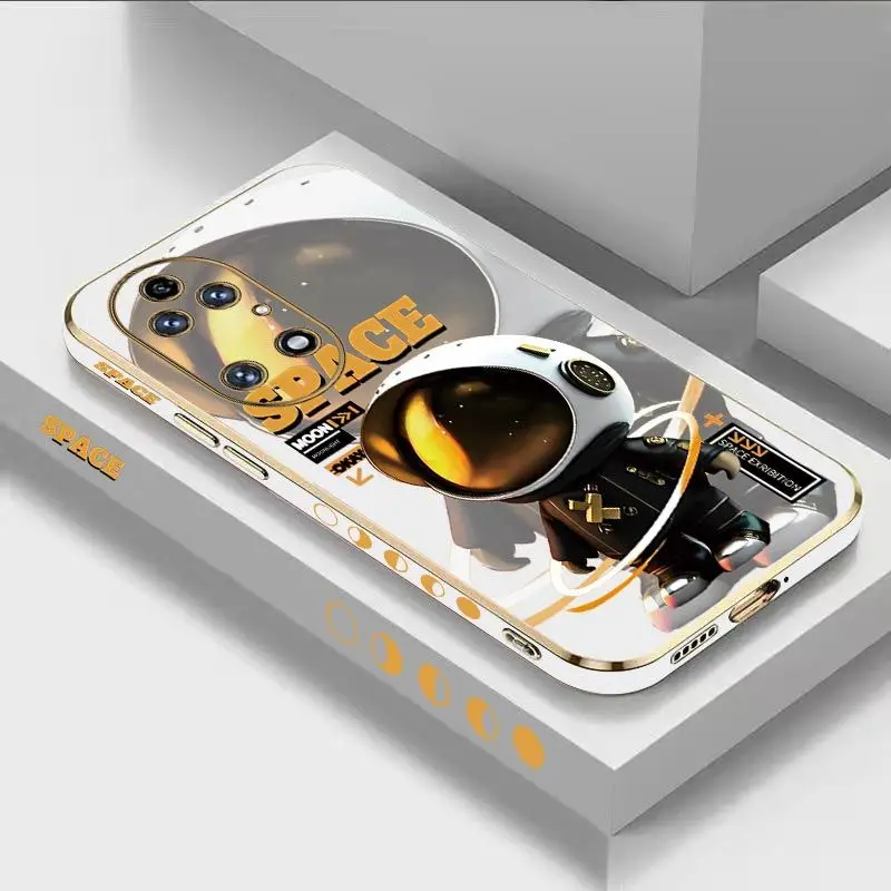 

Dazzling Astronauts Luxury Plating Phone Case For Huawei P50 P40 P30 P20 Pro P40 Lite Nova 10SE 9SE Mate 50 40 30 Pro Cover